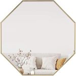 Beautimira Wall Mounted Mirror, Aluminum Frame, Design Mirror, Octagonal, Feng Shui, Good Luck, 17.7 inches (45 cm), Gold