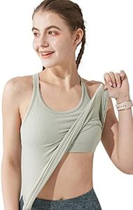 sphinx cat Yoga Racer Back Tank Top for Women with Built in Bra,Women's Padded Sports Bra Fitness Workout Running Shirts (Grayish Green, Medium)