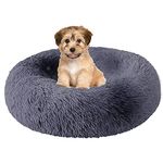 fireowl Calming Dog Bed: 80cm Donut Bed Anti Anxiety Dog Bed,Cozy Pet Dog Bed Plush Cuddler Soft Puppy Sofa,Cat Cushion Machine Washable Dog Sofa Bed Grey