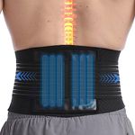 Paskyee Lower Back Support Belt with 6 Stays - Back Brace for Scoliosis & Sciatica Pain Relief - Lumbar Support Belt for Men and Women, Adjustable Lower Back Support Brace with PU