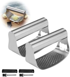 Garlic Press Rocker - 2024 NEW Stainless Steel Garlic Mincer Garlic Crusher with Peeler, New Innovative Garlic Chopper with Peeler and Scraper for Smash Garlic (Gray 2pcs)