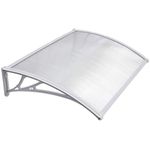 Yaheetech Canopy Outdoor Window Awning Porch Canopy Waterproof Front Door Canopy Awning Rain Shelter 120 x 80 cm, White