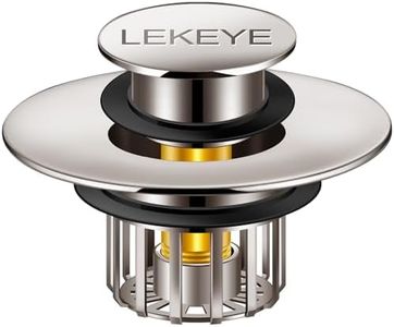 LEKEYE Tub Stopper | Shower Drain Hair Catcher | Pop-up Drain Stopper with Strainer | Bathroom Bathtub Plug | Drain Protector for 1-1/2 to 1-3/4" Bath Drain Hole - Brushed Nickel