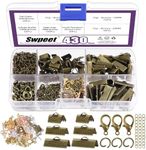 Swpeet 430Pcs Bronze Ribbon Bracelet Assortment Kit, Bookmark Pinch Crimp Ends Lobster Clasps with Jump Rings and Chain Extenders for DIY Making Bookmark Pinch Bracelet Choker Necklace