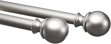 Amazon Basics 1-cm Curtain Rod with Round Finials - 2-Pack, 183 to 381 cm, Nickel