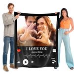 SearchI Personalised Photo Blanket 100x152cm,Custom Blanket with Words Picture Collage Customized Soft Fluffy Blankets,Personalised Birthday Christmas Souvenir Gifts for Mum, Dad, Her and Him