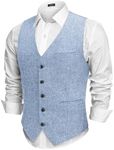 COOFANDY Men Sleeveless Slim Fit Vest Casual Wedding Suit Drawstring Waistcoat