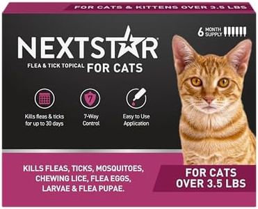 NEXTSTAR Flea and Tick Prevention for Cats, Repellent, and Control, Fast Acting Waterproof Topical Drops for Cats Over 3.5 lbs, 6 Month Dose