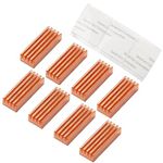 sourcing map 8 Pcs MC-200 Copper Heatsink, 22mmx8mmx5mm Mini Heat Sink Self-Adhesive Memory IC Chipset Cooling Fins Cooler for DDR VGA