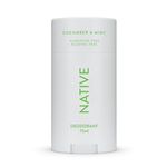 Native Deodorant Womens & Men - Alcohol & Aluminium Free - Cucumber & Mint Scent - Naturally Derived with Shea Butter, Coconut Oil & Baking Soda - 72 Hour Odor Control (75ml)