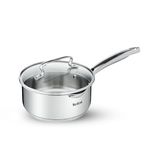 Tefal Duetto Plus Stainless-steel Saucepan | High Impact Bonded Base Technology / Straining See-Through Lid / 18 cm / All Hob types- Induction Saucepan / Silver / 10 Years Manufacturer Coverage