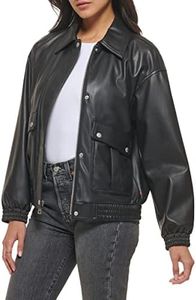 Levi's Women's Faux Leather Lightweight Dad Bomber Jacket, Black, X-Small