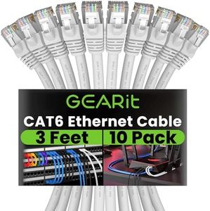 GearIT Cat 6 Ethernet Cable Cat 6 Patch Cable, Cat 6 Cable, Cat6 Ethernet Cable, Network Cable, Internet Cable - White 3 Feet (Pack of 10)