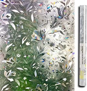 Lemon Cloud Pellicola Privacy per Finestre e Vetri 3D Fiori Decorative Autoadesive Controllo di Calore con Effetto Arcobaleno Anti-UV per Casa Bagno Cucina Ufficio 44,5x200cm