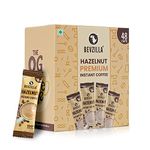 Bevzilla 48 Instant Coffee Powder Sachets (Hazelnut) - 96 Grams| Hot & Cold Coffee| Makes 48 Cups| 100% Arabica Coffee| Strong Coffee| Easy To Carry| Best Coffee| Espresso, Latte, Cappuccino