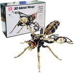 3D Metal Puzzles for Adults Mechanical Wasp Model kit DIY Steampunk Insect Assemble Jigsaw Stainless Steel Building Blocks Craft Toys (Wasp Model-Black Gold)