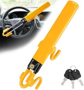 Blissora Retractable Car Steering Wheel Lock with 3 Keys, Club Lock Heavy-Duty Anti Theft Universal Fit for Auto Vehicle Truck SUV Van Caravan (Yellow)