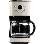 HADEN 75028 Innovative 12 Cup Capacity Retro Style Programmable Home Countertop Coffee Maker Machine with Glass Carafe, Putty