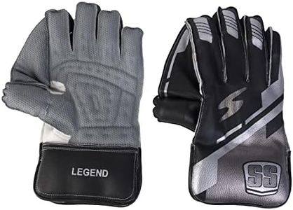 SS Cricket LEGEND Wicket Keeping Gloves ' Mens Size, (Black)