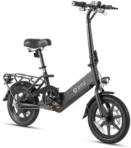 DYU Electric Bike, 350W Motor Folding Electric Bicycles, 36V 7.5Ah Battery, 3 Levels Assist, Dual Disc Brakes, 14" Foldable ebike for Adults and Teens with Pedals