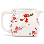 Tea Forte Fiore Ceramic Teapot with Infuser and Lid, Sakura, 24 oz. Ceramic Pot for Steeping Loose Leaf Tea, Dishwasher & Microwave Safe