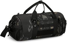Huntvp Tactical Duffle MOLLE Handbag Gear Military Travel Carry On Shoulder Bag Small Valise (Black CP)