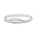 'When Angels Are Near' Ladies' Diamond Bracelet – A unique ladies' silver-plated bracelet featuring a fully-sculpted feather design, 12 genuine diamonds and engraved sentiment. The Bradford Exchange.