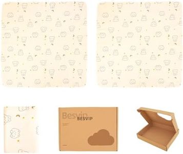 BESVIP 100% Cotton Knitted Baby Swaddle Blanket, 33.5"x33.5", Newborn Swaddle Wrap, Receiving Blankets, Burping Cloth & Stroller Cover (Rainbow - Rabbit)