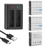 GeeKam NP-40 Battery Pack, 1500mAh Rechargeable Battery(3-Pack) with USB Dual Charger for Video Camera Camcorders Compatible with Casio NP-40 (Not for Fujifilm NP40)