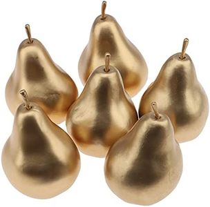 Meiwlong 6 PCS Artificial Realistic Pear Fake Lifelike Display Props Decoration Golden Birthday Party Christmas Faux Simulation Plastic Fruit Garnish Kitchen Festival