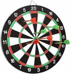 GDON Wooden Double Sided 12 inch Dart Board Family Game Set with Steel Tip Needle for Kids and Adults