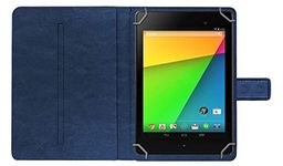 Acm Multi Protective Leather Flip Case with Viewing Stand Compatible with Asus Google Nexus 7 Fhd 2013 Tablet Front & Back Cover Dark Blue