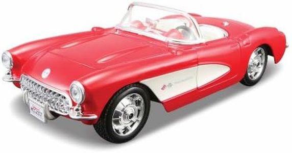 Maisto 1:24 Scale Assembly Line 1957 Chevrolet Corvette Diecast Model Kit,Red/White