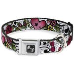 Buckle-Down Seatbelt Buckle Dog Collar - Mom & Dad Close-UP White - 1" Wide - Fits 9-15" Neck - Small