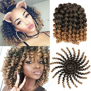 Xtrend 5 Packs Wand Curl Hair 8inch Jamaican Bounce Synthetic Crochet Twist Braids Hair Extension 20strands/pack Hair (1B/27#, 5packs/Lot)