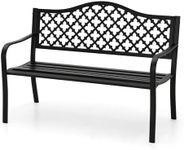 MFSTUDIO 50" Black Outdoor Metal Garden Bench, Cast Iron Frame Patio Furniture with E-Coating, Perfect for Porch and Yard