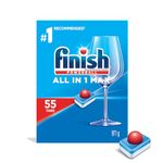 Finish Power Ball All In 1 Max Dishwasher Detergent Pods, For Everyday Clean and Shine, 55 Tabs