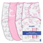 Soarwg Kids Baby Swaddle, Swaddle Blanket, Swaddle Sack, Nursery Swaddling Blankets 0-3 Months, Adjustable Newborn Swaddle Wrap Infant Sleep Sacks Babies Preemie 4 Pack Small Girls