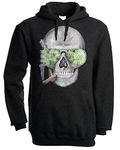 Tribal T-Shirts Mens Weed Skull Cannabis Hoody (Large, Black)