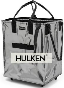 (Large, Silver) Reusable Grocery Bag On Wheels, Shopping Trolley, Rolling Tote, Zipper Closure, Lightweight, Carries Up to 66 lb, Folds Flat, Unbreakable Handles