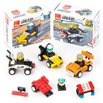 Baker Ross AV342 Build Your Own Brick Racer Kit Value Pack— Novelty Toys for Kids, Perfect Party, Loot, Prize Bag and Stocking Filler (Pack of 4), Assorted