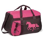 AWST Lila Polyester All Purpose Helmet Duffle Bag with Galloping Horse for Women and Men- Pink