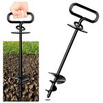 Ground Anchor Dog, Dog Stake for Medium to Large Dogs up to 220 lbs, Spiral Blade Dog Stake for Yard Beach Lawn Outdoor (Black)