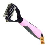 Foodie Puppies Double Sided Pet Grooming Brush Shedding and Hair Removal Dog Brush for Dogs and Cats, Extra Wide Under Hair Rake Comb Gently Remove Loose Fur (Small, Pink)