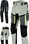 Texpeed Mens Motorcycle Trousers Off White Beige Waterproof Motorbike Biker Pants with CE Protective Armour (EN 1621-1) L