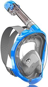 QingSong Full Face Snorkel Mask for Adults, Snorkeling Gear with Camera Mount, 180 Degree Panoramic View Snorkel Set Anti-Fog Anti-Leak