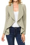 MINEFREE Women's Long Sleeve Classic Draped Open Front Lightweight Blazer(S-3XL), Sage, S