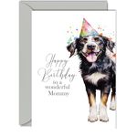 Birthday Cards for Mommy - Party Hat Dog - Happy Birthday Card for Mommy from Son Daughter, A5 Bday Gifts Greeting Cards for Women Her