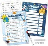 JJPRO Kids Daily Schedule Whiteboard-Fridge Magnet to Log Bedtime Routine-Outer Space Morning Routine Activity Poster,Dry Erase Routine Chart Checklist for Kids at Home