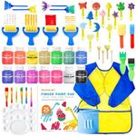 Shuttle Art Washable Finger Paint Set, 53 PCS with 14 Colors (2 fl oz), Paint Brushes, Sponge, Palette, Non-Toxic Finger Painting for Toddlers